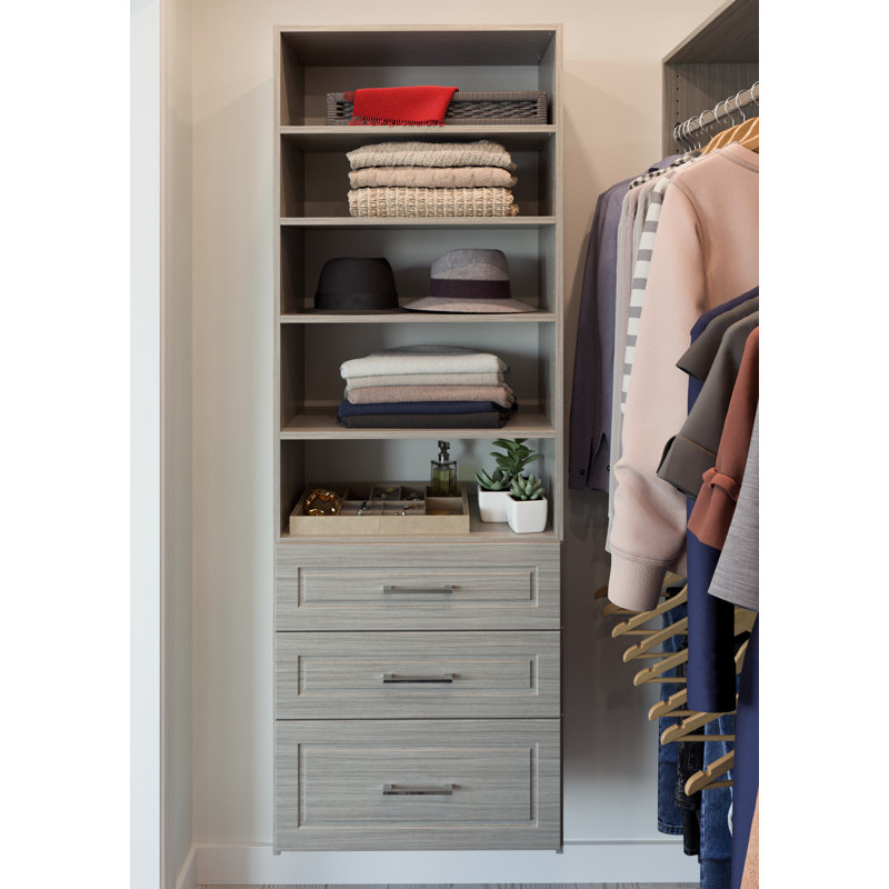 Ensembles de rangement pour système de placard l 25,13 po Cindy, Gris patiné