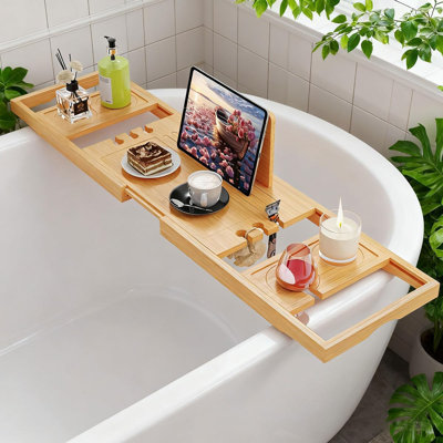 Plateau de baignoire, plateau de baignoire pour baignoire, plateau de baignoire en bois, plateau de baignoire pour baignoire, plateaux de baignoire pour baignoire, comme cadeaux pour les femmes ou cadeaux de réchauffement de maison New Home