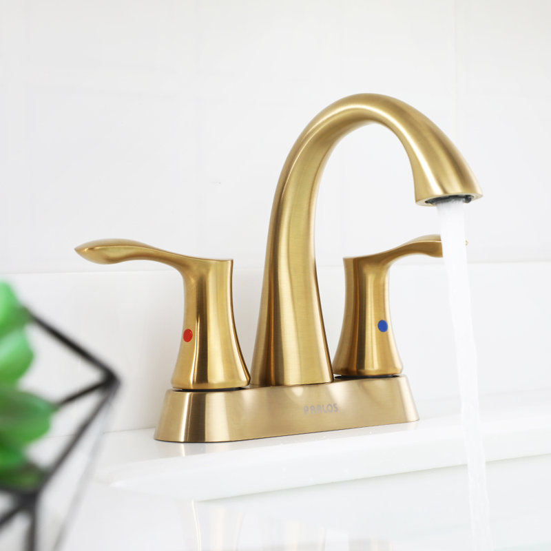 Centerset 2-Handle Bathroom Faucet with Drain Assembly, Brushed Gold