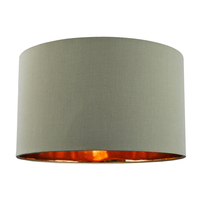 Olive Green Cotton Floor/Pendant Lampshade With Shiny Copper Inner By, 28cm H x 40cm W x 40cm D