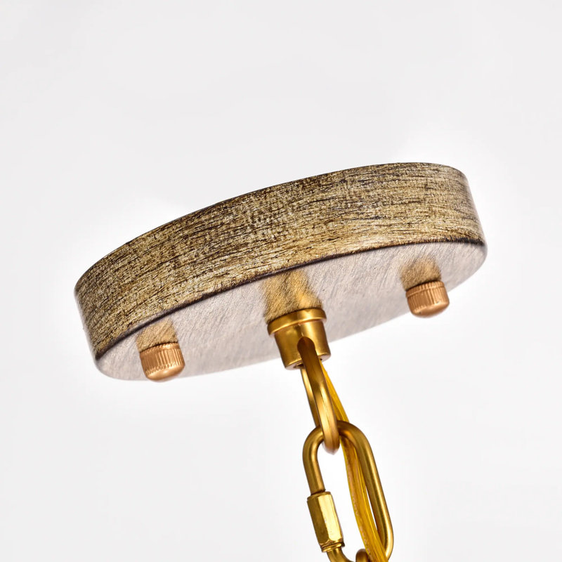 Hempy 24 - Light Dimmable Wheel Chandelier, Wood/Gold