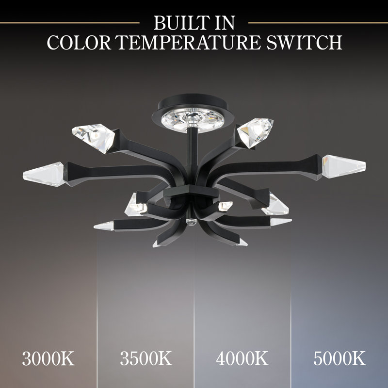 Plumeria 6 - Light LED Semi Flush Mount, Black, 20 W
