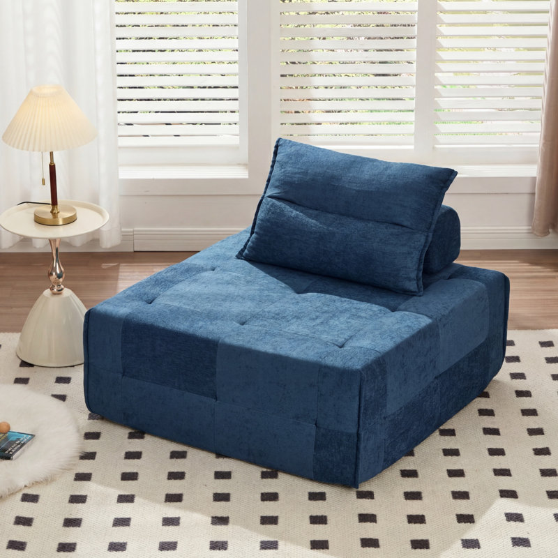 Canapé modulaire en chenille à assise profonde, dossier réglable, canapé compressé pour le salon, 1 pièce, NAVYBLUE