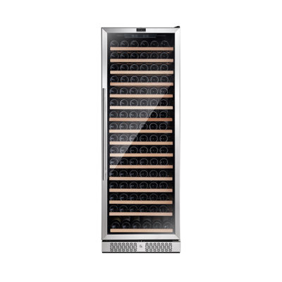 Empava 24" 171-Bottle Wine Cooler - Built-In/Freestanding, Digital Control, Beechwood Shelves, Stainless Steel