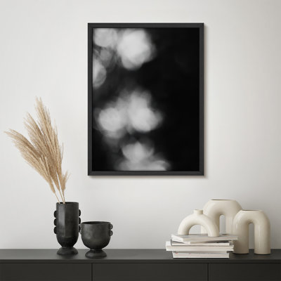 Art mural abstrait abstrait avec lumière floue encadrée - effet bokeh noir et blanc