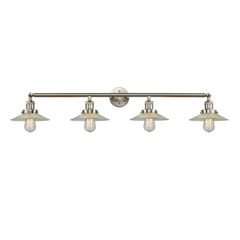 Reyhani 4 - Light Dimmable Vanity Light, Brushed Satin Nickel, Clear Halophane, 60 Watt Vintage Incandescent Bulb