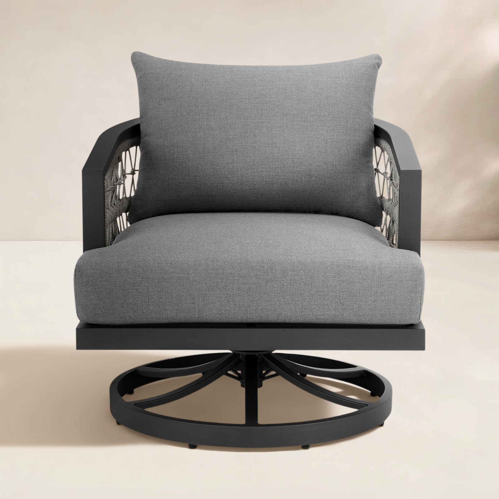 Evalyn Swivel Metal Outdoor Lounge Chair
