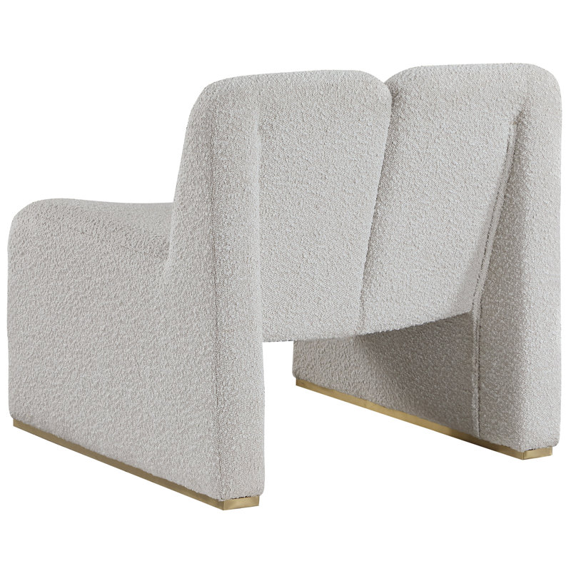Iyesha Upholstered Slipper Chair, Cream Boucle Fabric