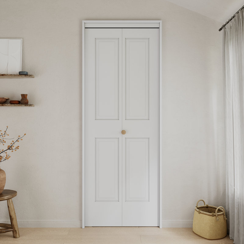 Porte pliante en bois apprêté blanc 32 po x 80 po à 4 panneaux avec quincaillerie, 32" x 80"