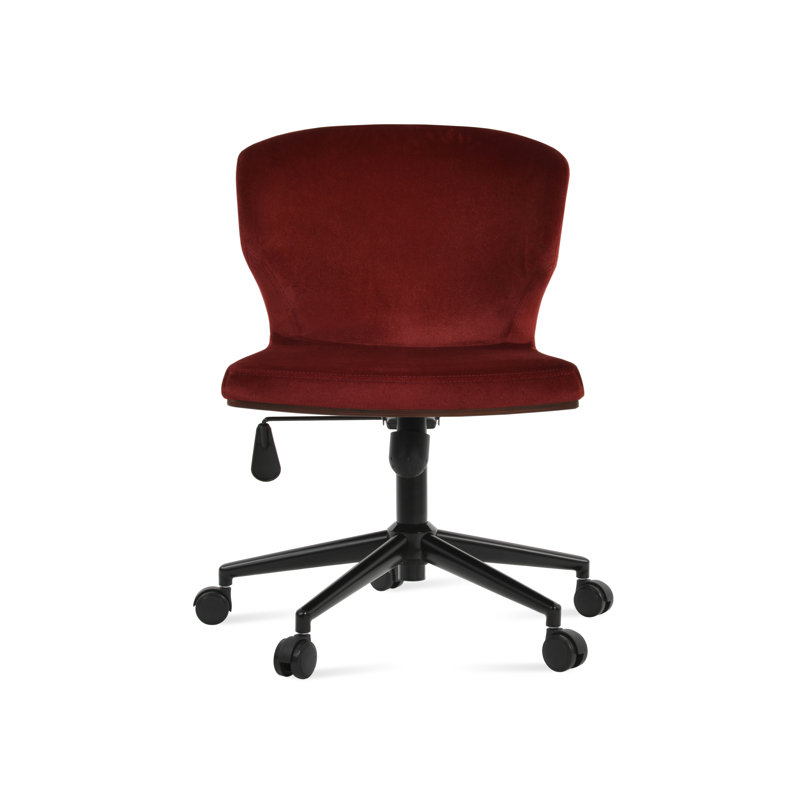 Chaise de bureau Amed Plus, Noir mat, Cerisier, Velours