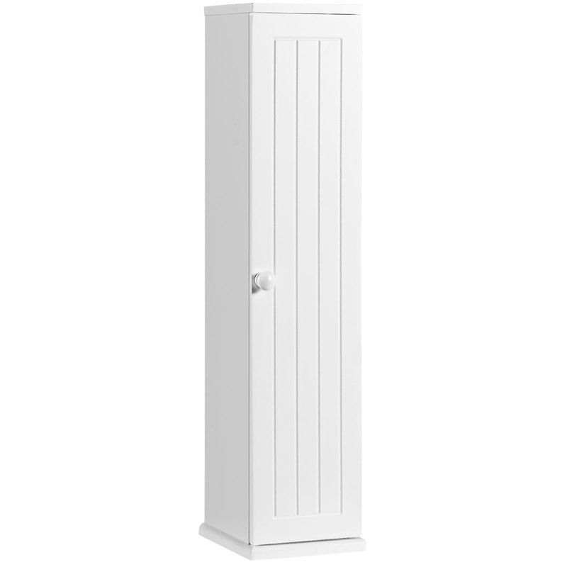 Free Standing Toilet Paper Holder With 4 Shelves And Top Slot, White