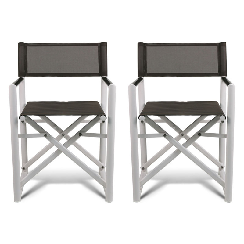 Campaign Folding Armchair, White/Taupe