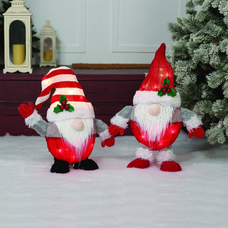 Présentoir lumineux de gnomes en peluche