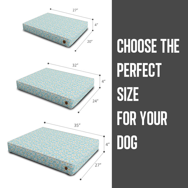 Floral Orthopedic Polyester Pet Bed, Small (68.6cm W x 50.8cm D x 10.2cm H)