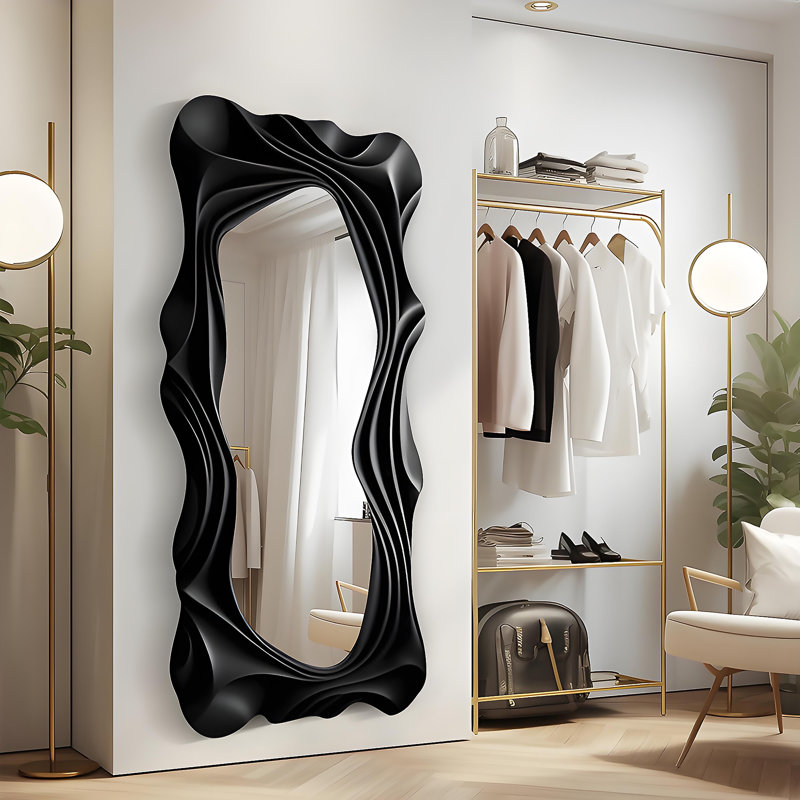Minimalist Wavy Full-Length Mirror, Dual-Purpose Floor & Wall-Mounted Dressing Mirror for Home Use