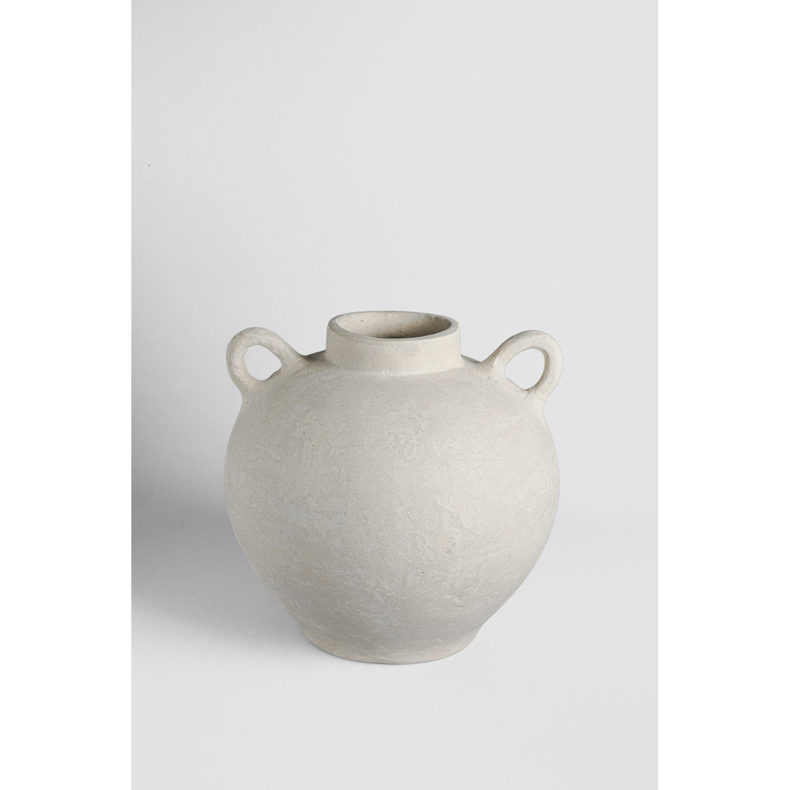 Terracotta Vase Natural Black H 9.8" & Dia 10.4", White
