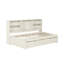 Structure de lit de jour simple blanc crème avec compartiments latéraux, tiroirs et bibliothèque et tiroirs de lit bâbord, fonction de chargement-1918784449