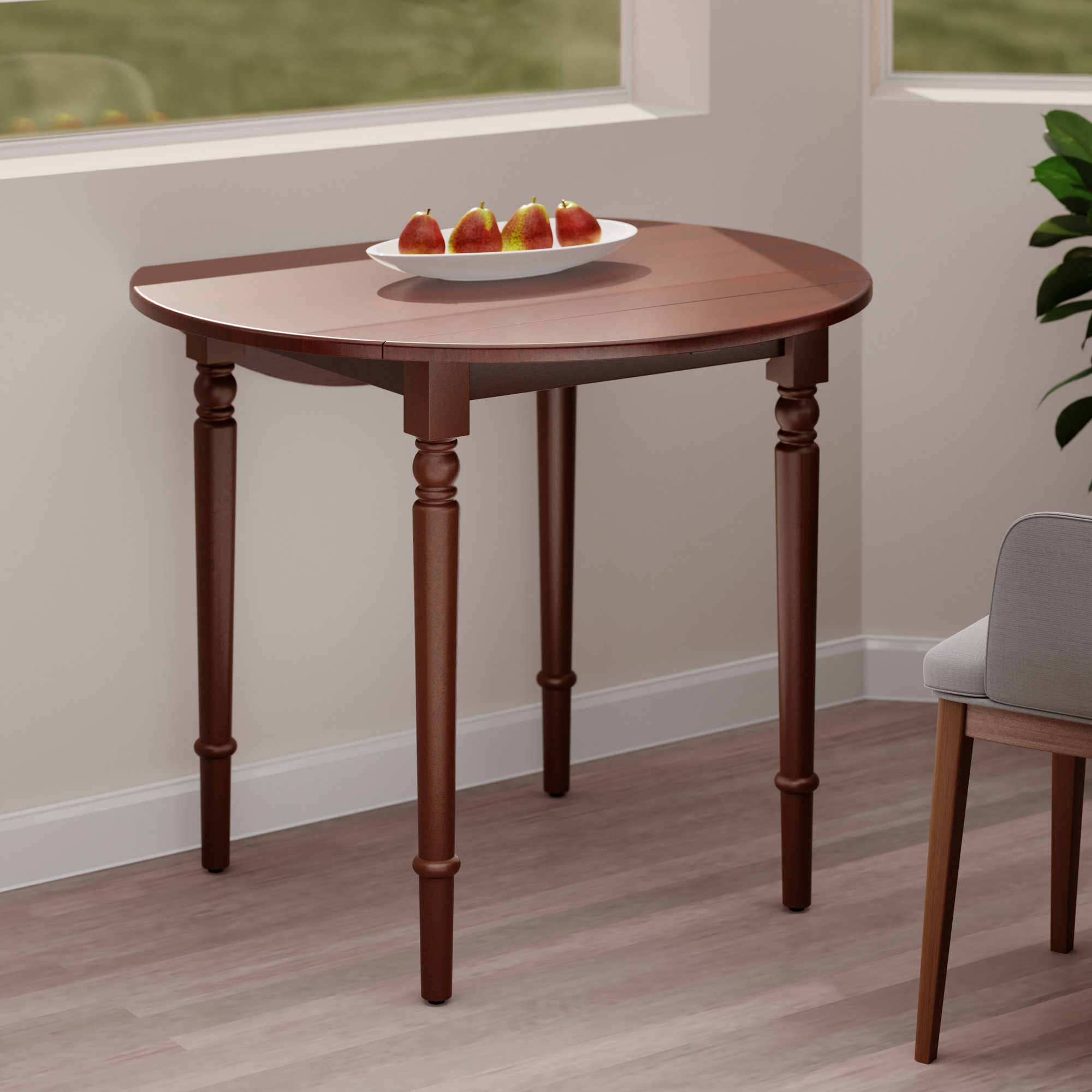 Lark Manor™ Caity Round Double Drop Leaf Dining Table Walnut Wayfair 1858