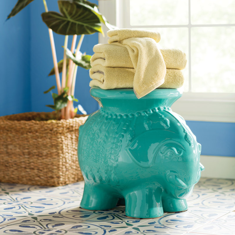 Scarlette Ceramic Accent Stool, Robin's Egg Blue