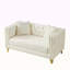Canapé 58 po en velours Chesterfield de 58 po, canapé 2 places à siège profond, canapé moderne avec têtes de clou à boutons, accoudoirs carrés, meubles de salon, de chambre à coucher et de bureau (beige)-130670357
