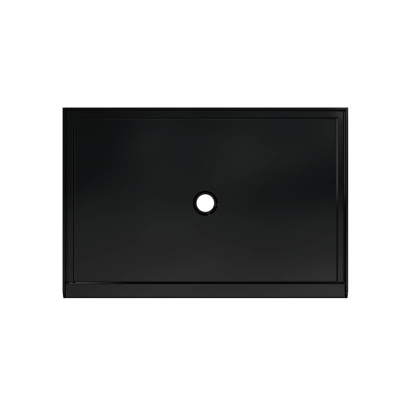 Receveur de douche en acrylique noir 48 po x 32 po, seuil unique, bonde centrale, antidérapant, fini résistant aux égratignures