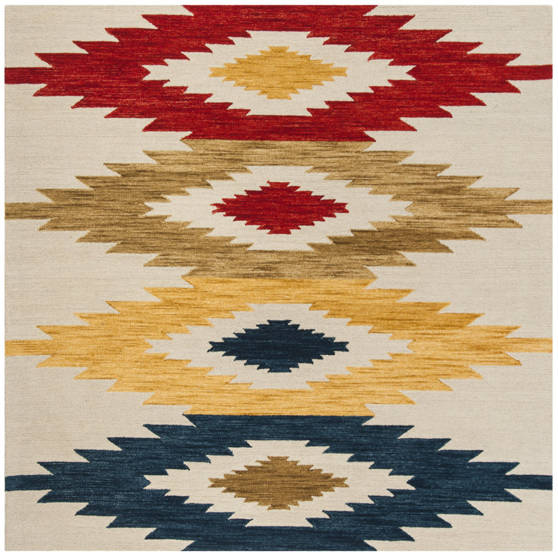 Deyoung Hand Tufted Wool Geometric Rug, Square 7'
