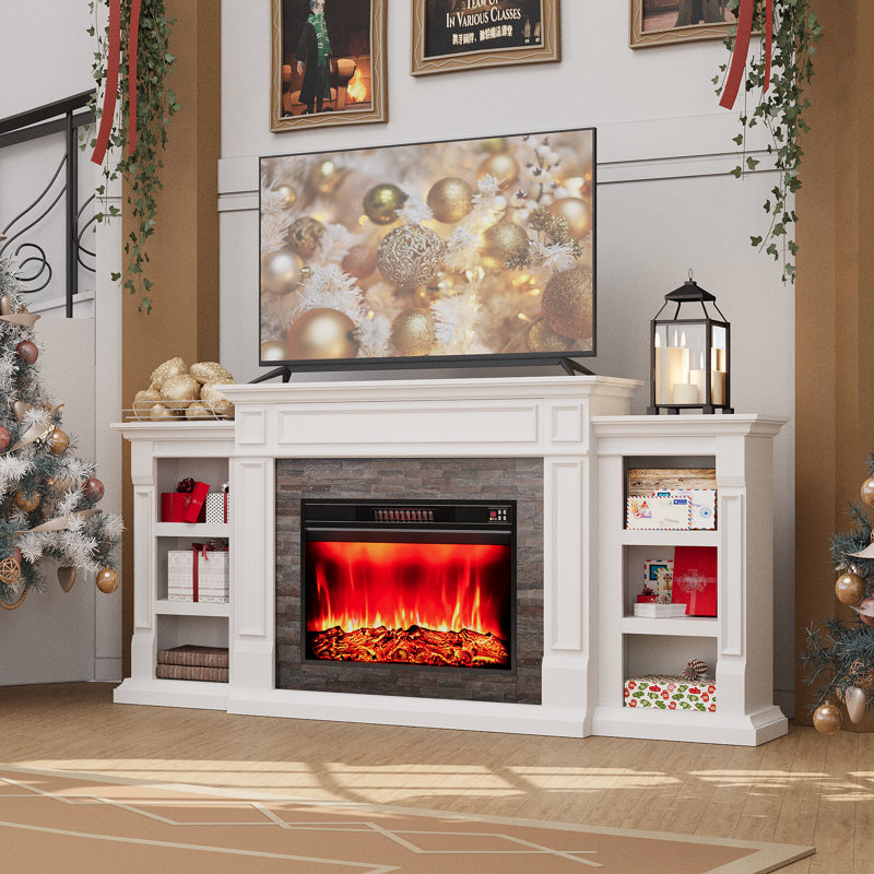 Winston Porter 80 " W Electric TV Stand with BTU 4760, White