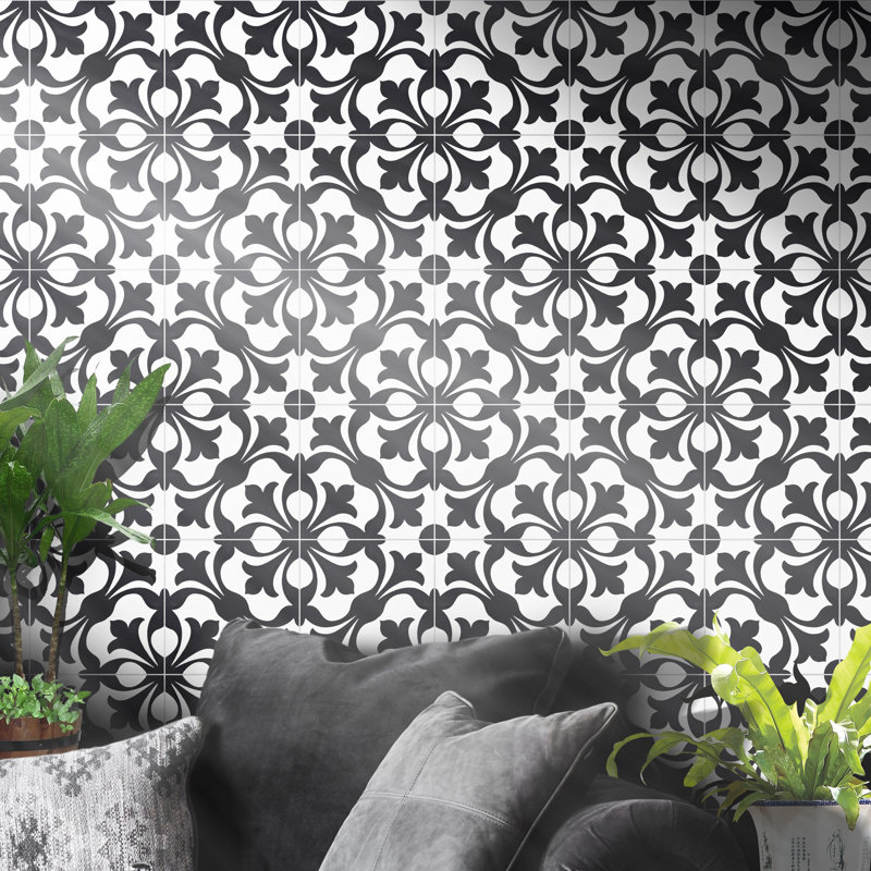 Sefrou 8" x 8" Cement/Marble Patterned Wall & Floor Tile