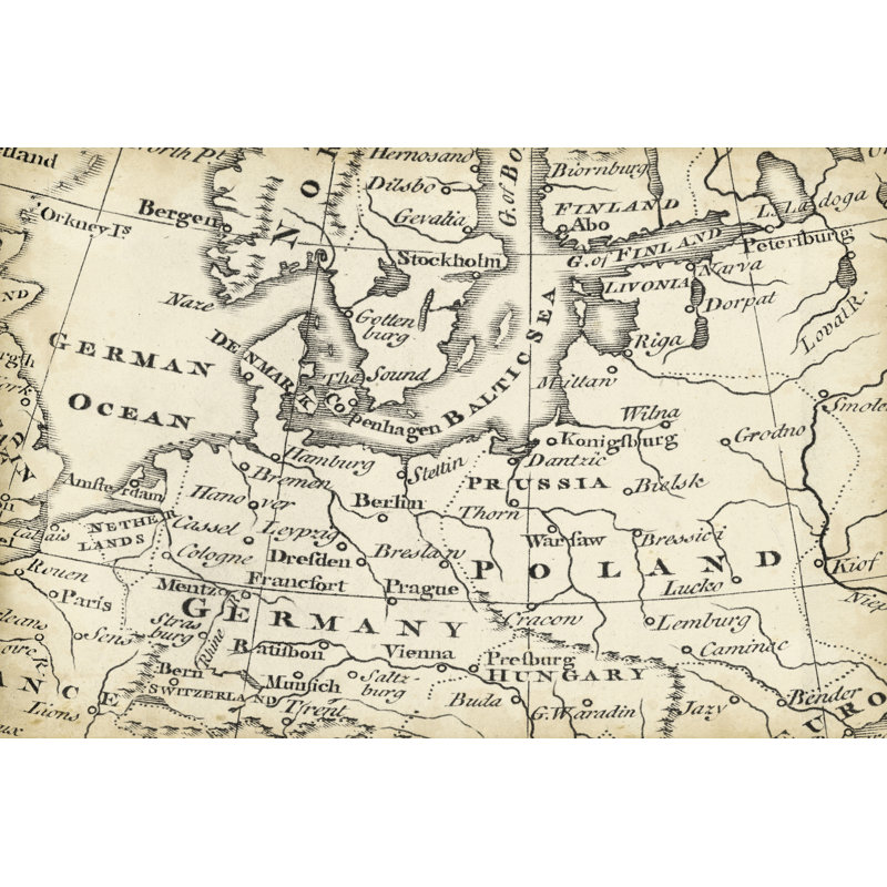 Map Of Europe Grid V by T. Jeffreys - Wrapped Canvas Print, 122cm H x 81cm W x 3.8cm D