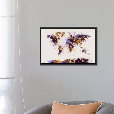 « paint splashs world map » par michael tompsett, impression sur toile