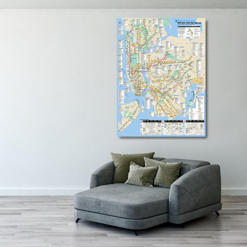 Carte du métro de New York, H 37 po x l 28 po