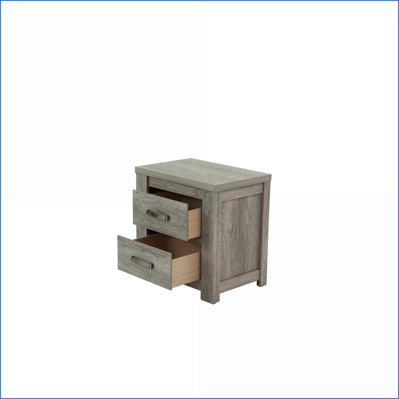 Table de chevet avec rangement en bois de chêne clair gris clair