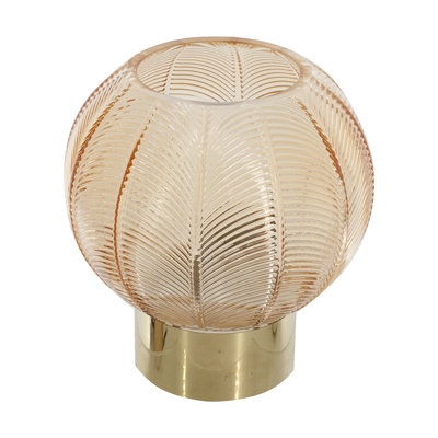 Ouragan en verre ambré texturé D6x7 "avec base or métallique