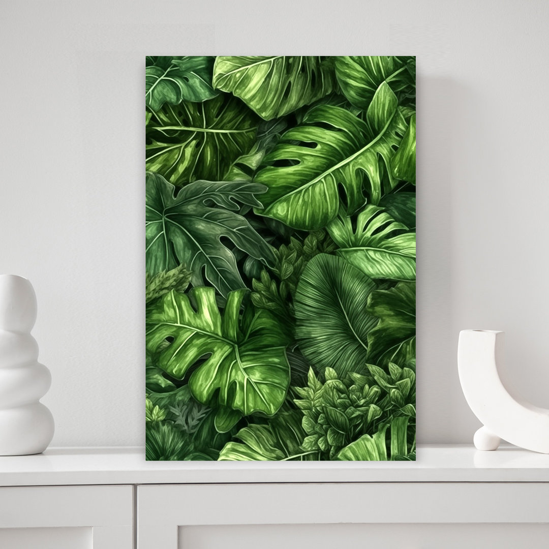 Lush Tropical Leaves Vibrant Abstract Forest Nature Wall Art Print