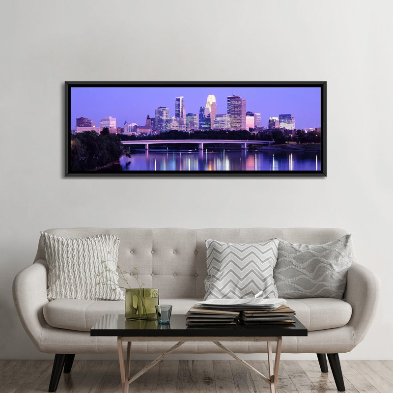Minnesota - reproduction sur toile tendue, H 12 po x l 36 po x P 1,5 po, Toile avec cadre noir