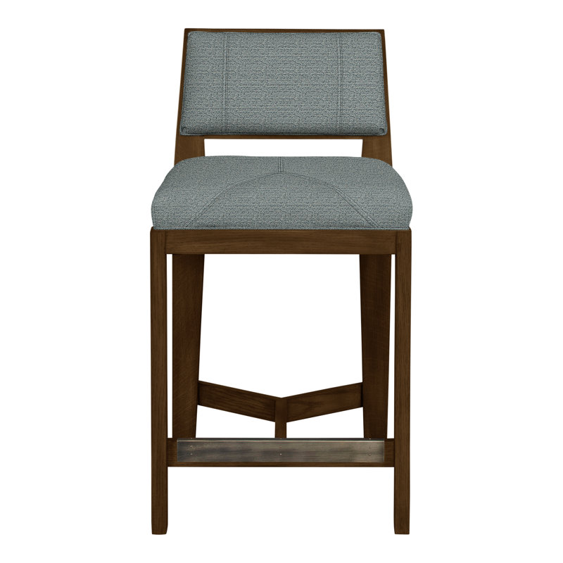 Scoville By Thom Filicia Upholstered Counter Stool with Solid Wood Frame, La Havane, Cobalt Tuck