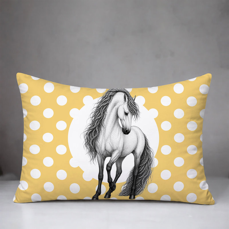 Coussin réversible Horse, 20x14, Yellow