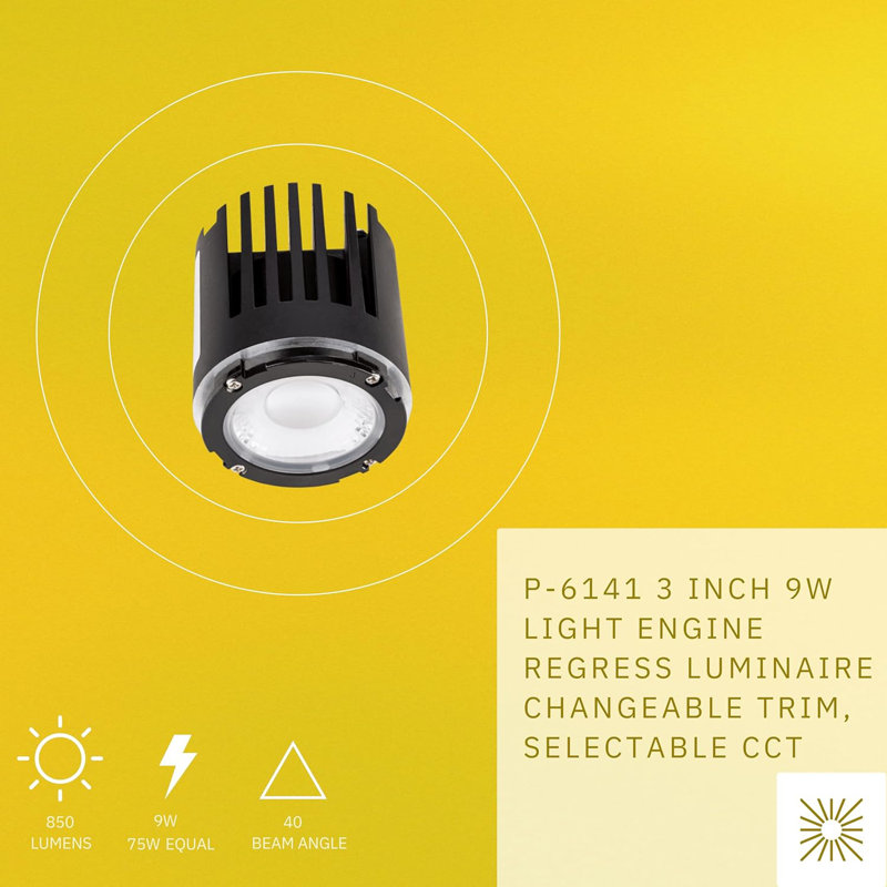 Ensemble d'éclairage encastré standard 3 pouces à température de couleur réglable et réglable de 9 watts