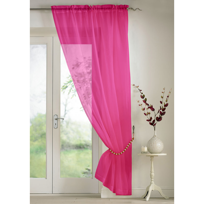 Billerica Sheer Curtain Single Panel, 145 W x 122 D cm, Cerise