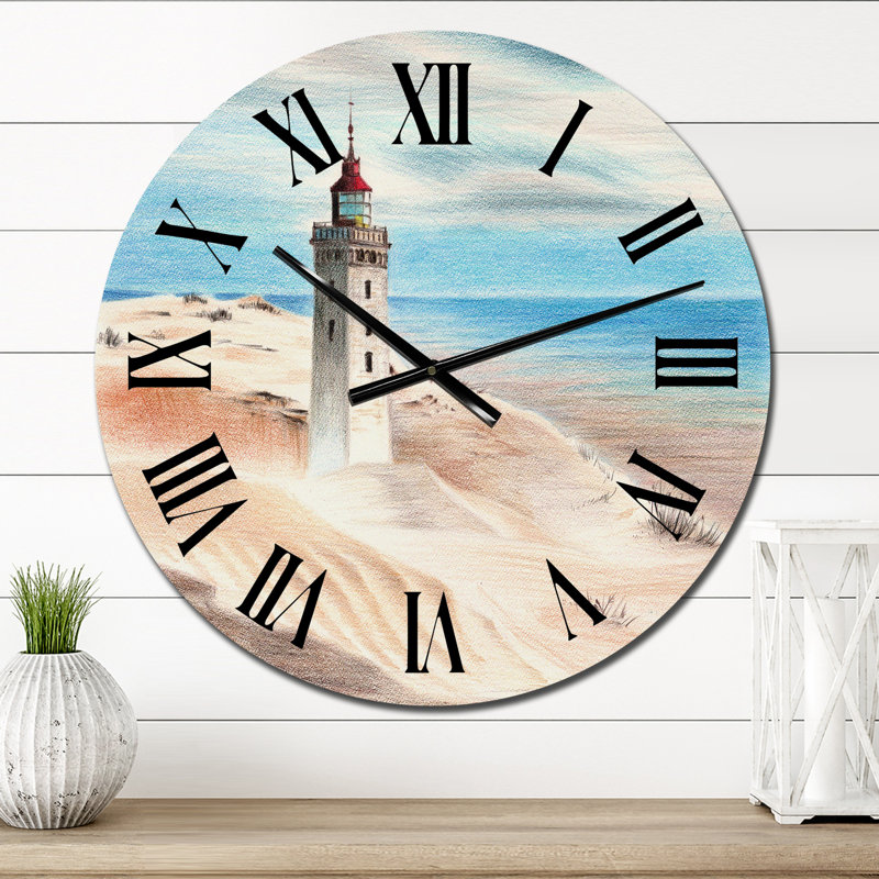 Phare au bord de l'océan - horloge murale nautique et côtière, Petit