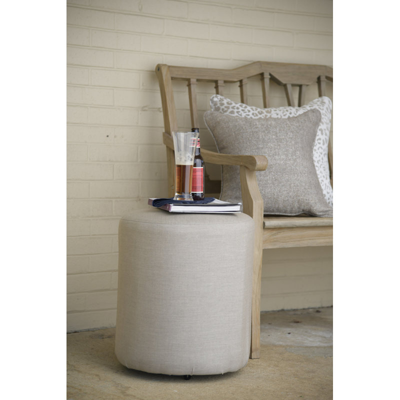 Reilly Outdoor Pouf, Cast Ash Sunbrella® Plainweave