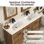 Meuble-lavabo double 60 po avec plateau en résine, robinets, 2 miroirs à DEL, meuble-lavabo avec plateaux et tiroirs inclinables-130187199