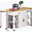 Îlot de cuisine 47 po avec table de salle à manger extensible, table de cuisine en placage de bois d'hévéa avec support de rangement interne, prise de courant, îlot de cuisine avec rangement 2 tiroirs et 2 armoires, blanc-896711714