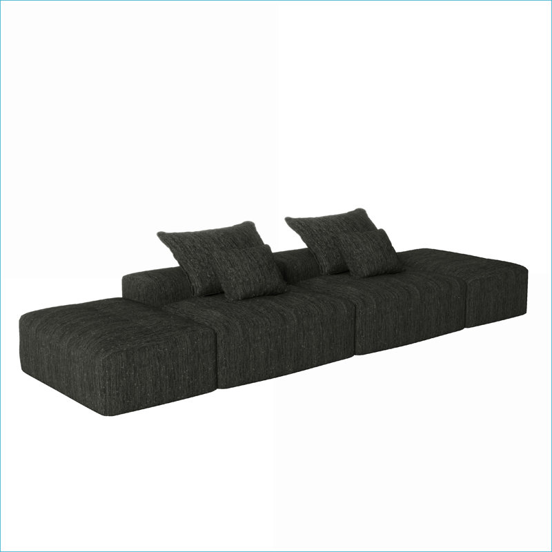 Sectional Sofas | Modern Oversized 4-Piece Modular for Living Room | No Assembly Required | Black | Foam+Spring