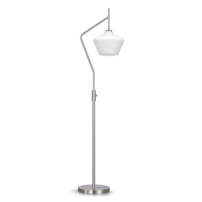 69'' Arched Floor Lamp, White, Brushed Nickel