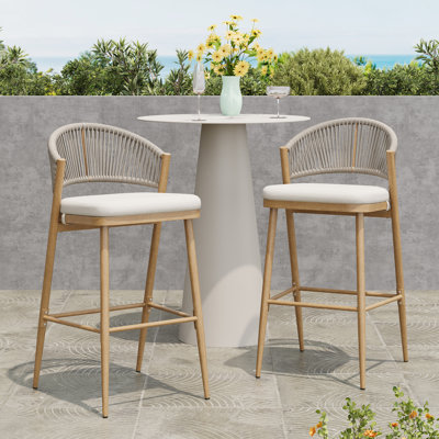 Chaise longue d'extérieur moderne, hauteur du siège 77 cm, structure en aluminium, forme en PE, lot de 2, finition érable, aspect rouille, profondeur 48,5 cm, largeur 55,5 cm, coussin d'eau 103 cm, rembourrage en mousse avec style.