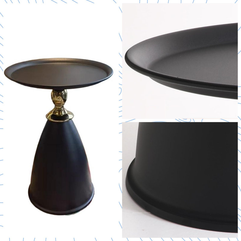 Petite petite table d'appoint ronde noire pour les petits espaces, tables de bout modernes à piédestal pour le salon, table d'appoint unique, table à boissons, table à martini en métal pour fauteuil inclinable, chambre à coucher