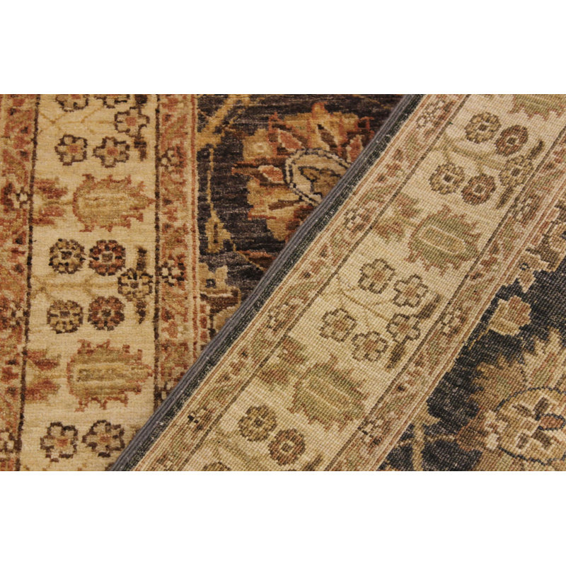 Tapis de couloir noir / brun en laine noué à la main de style oriental 3 pi 1 po x 9 pi 3 po Grigori