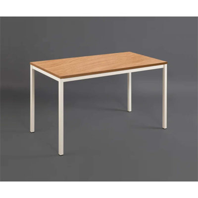 Bureau d'ordinateur contemporain en bois et métal Harry avec surface résistante à l'eau et à la chaleur, résistant aux taches, panneau écologique E0 et bords renforcés