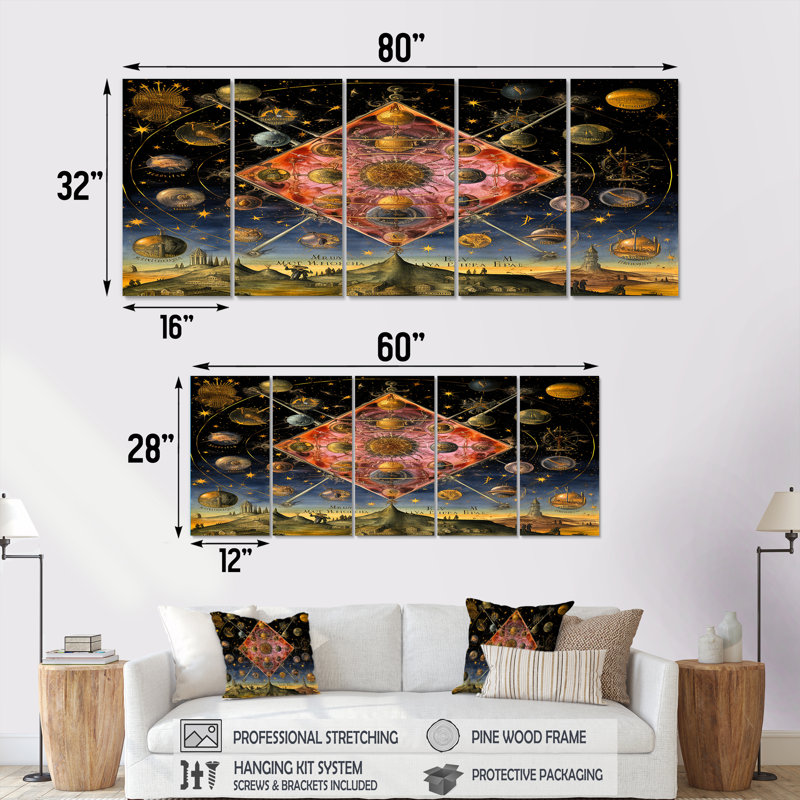 Ensemble d'alchimie 5 pièces, 32" H x 80" W